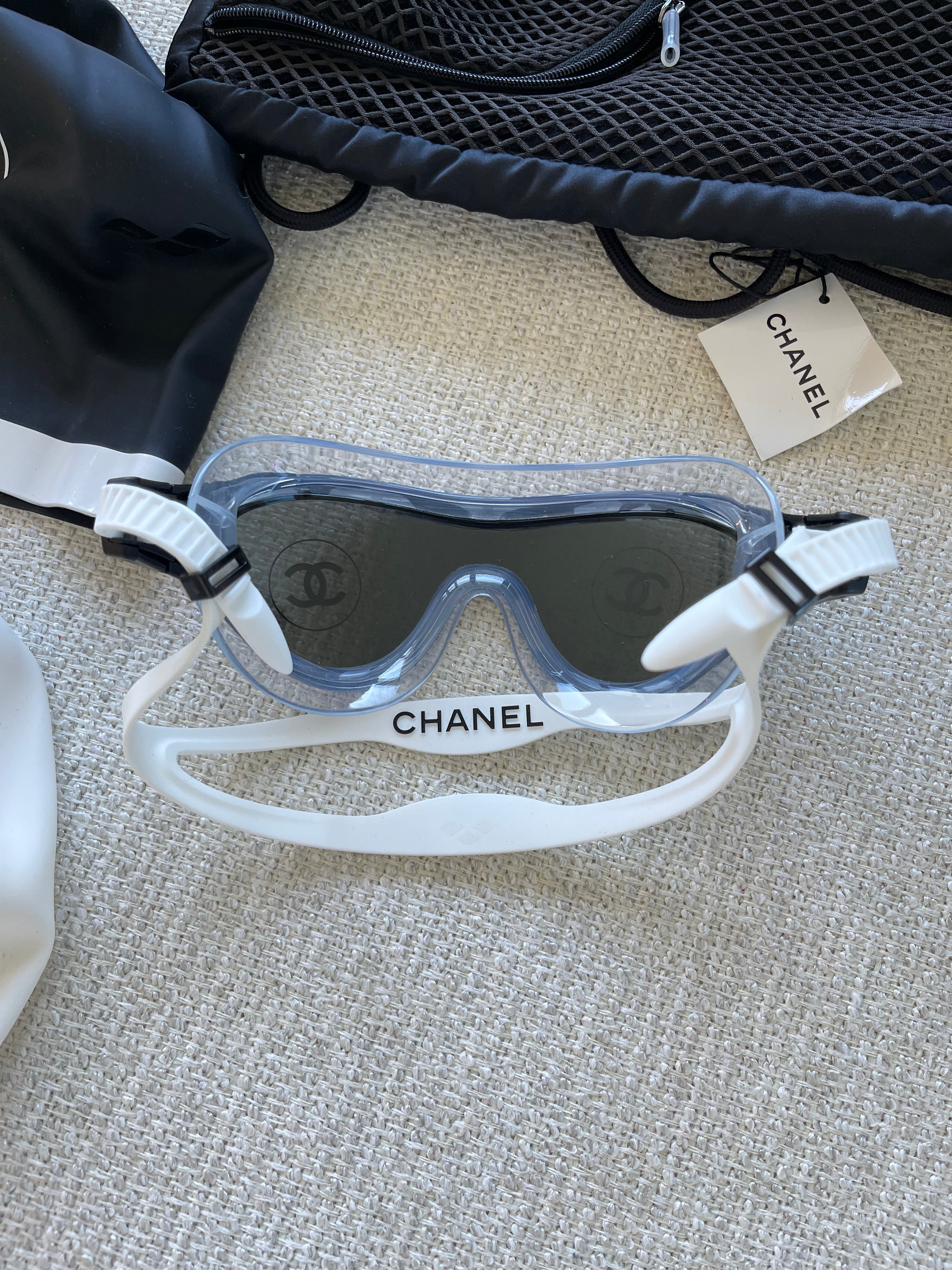 Chanel swim goggles and cap set