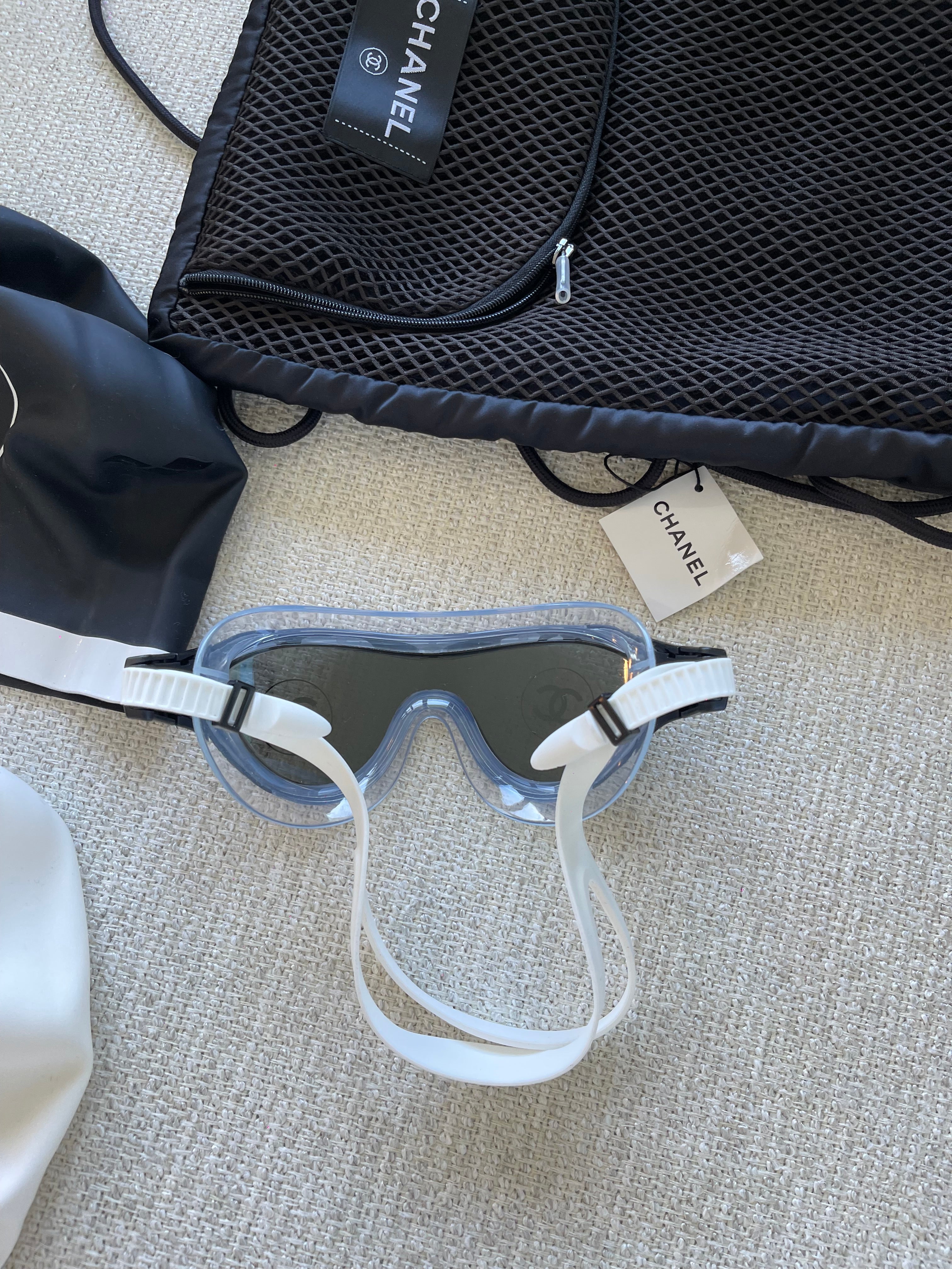 Chanel swim goggles and cap set